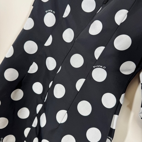 Pinko Classic Pin Up One Shoulder Black White Polka-dots Mini Dress Size 1 - Picture 12 of 14